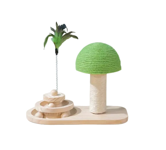 Cat Scratch Post with Sisal Balls – Wooden Cat Toy Tower for Scratching & Play