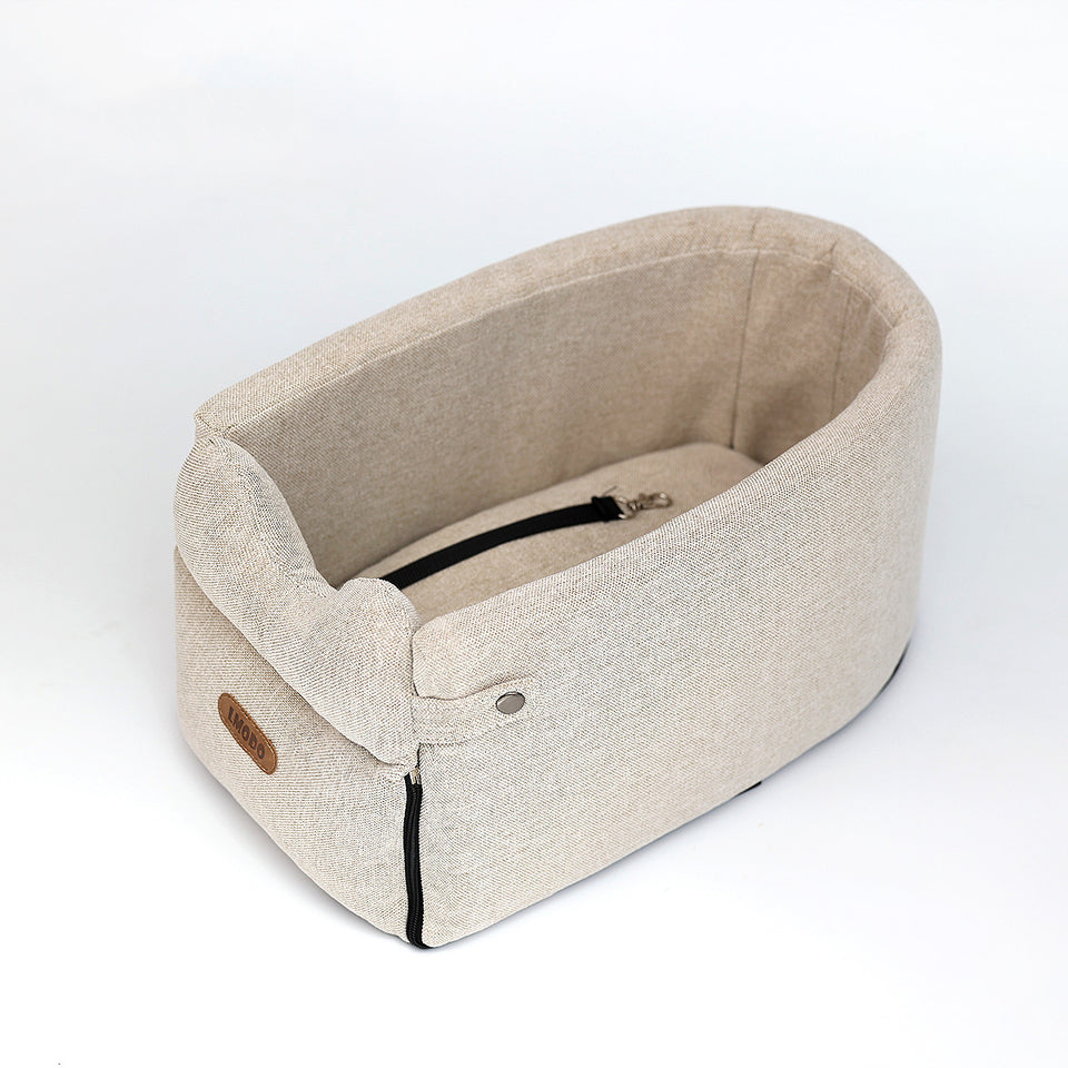 Portable Dog Car Seat Bed – Safety Travel Carrier for Small Dogs & Cats, Non-Slip & Breathable Pet Car Bed