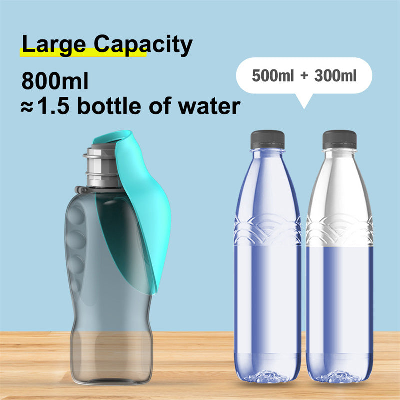 800ml Portable Dog Water Bottle – Leakproof Travel Pet Bottle with Foldable Bowl for Outdoor Walks & Hiking