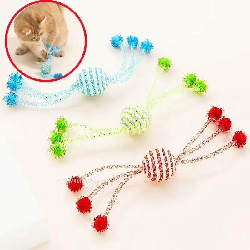 Interactive Cat Toy Set: Self-Hi Sticks, Ropes, and Bite-Resistant Wool Balls for Cats and Dogs