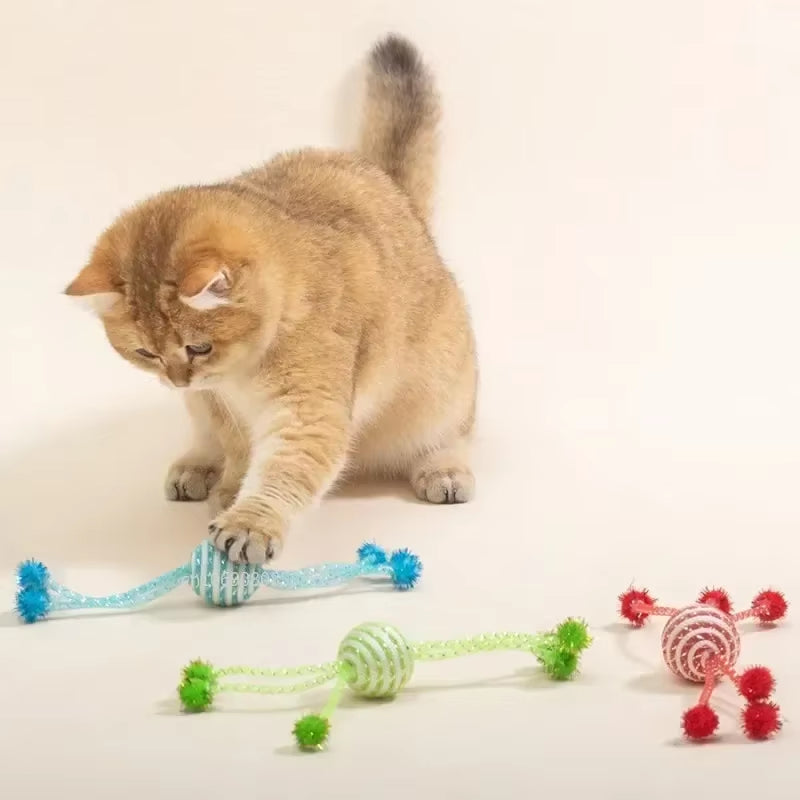 Interactive Cat Toy Set: Self-Hi Sticks, Ropes, and Bite-Resistant Wool Balls for Cats and Dogs