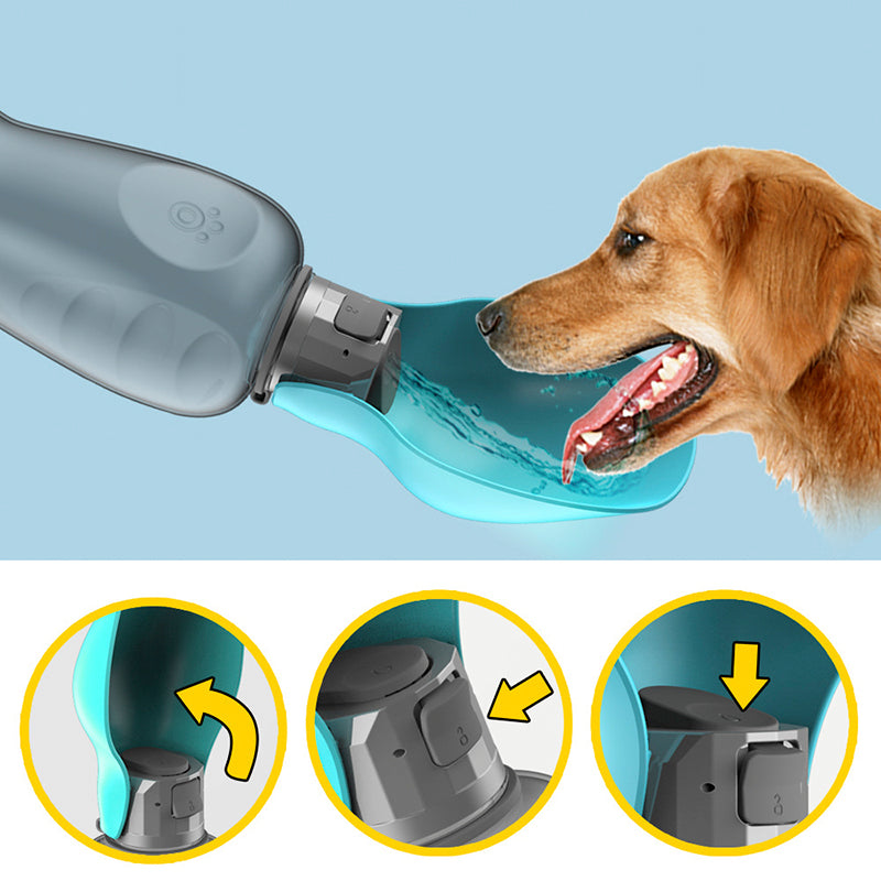 800ml Portable Dog Water Bottle – Leakproof Travel Pet Bottle with Foldable Bowl for Outdoor Walks & Hiking