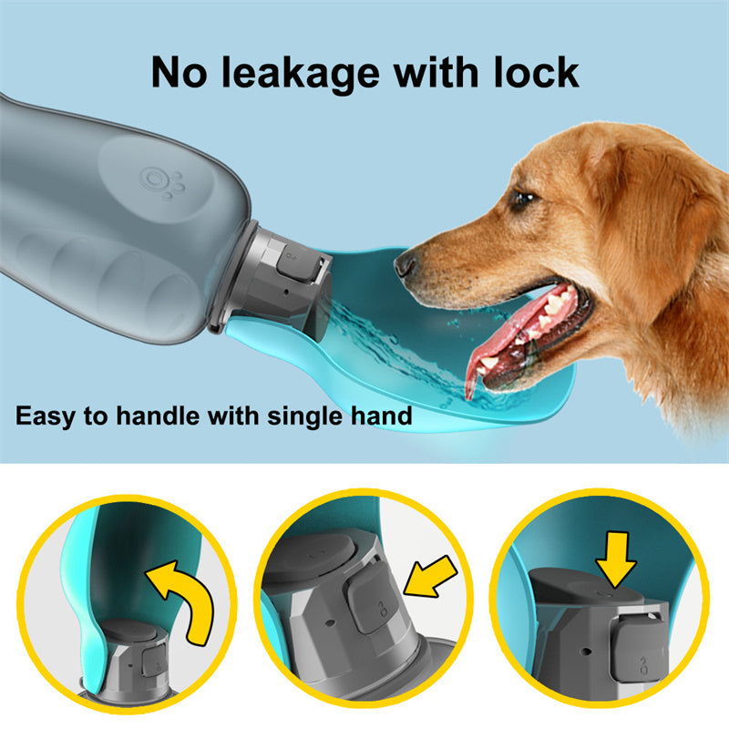 800ml Portable Dog Water Bottle – Leakproof Travel Pet Bottle with Foldable Bowl for Outdoor Walks & Hiking