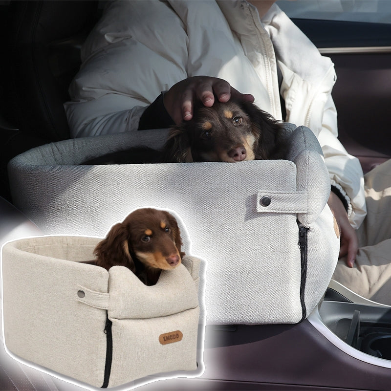 Portable Dog Car Seat Bed – Safety Travel Carrier for Small Dogs & Cats, Non-Slip & Breathable Pet Car Bed