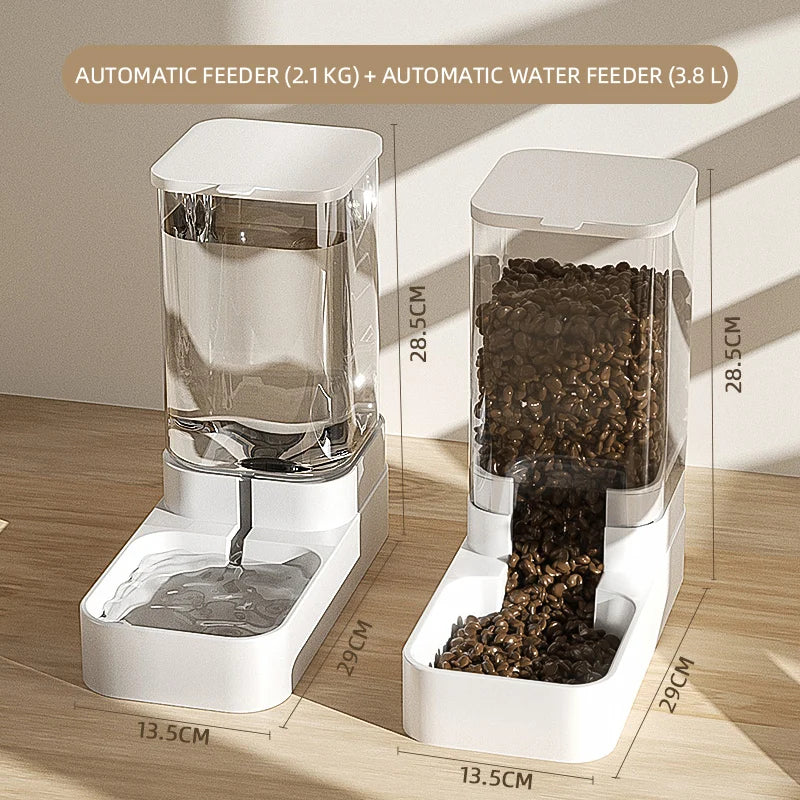 Automatic Cat & Dog Feeder and Water Dispenser – Large-Capacity Gravity Food Feeder & Waterer for Small and Large Pets