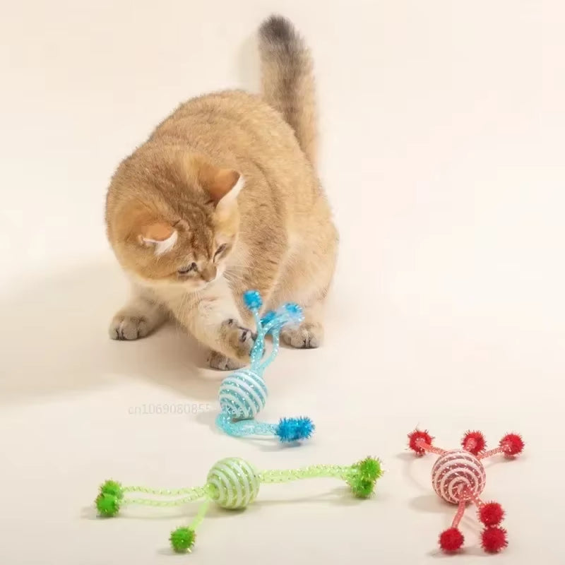Interactive Cat Toy Set: Self-Hi Sticks, Ropes, and Bite-Resistant Wool Balls for Cats and Dogs